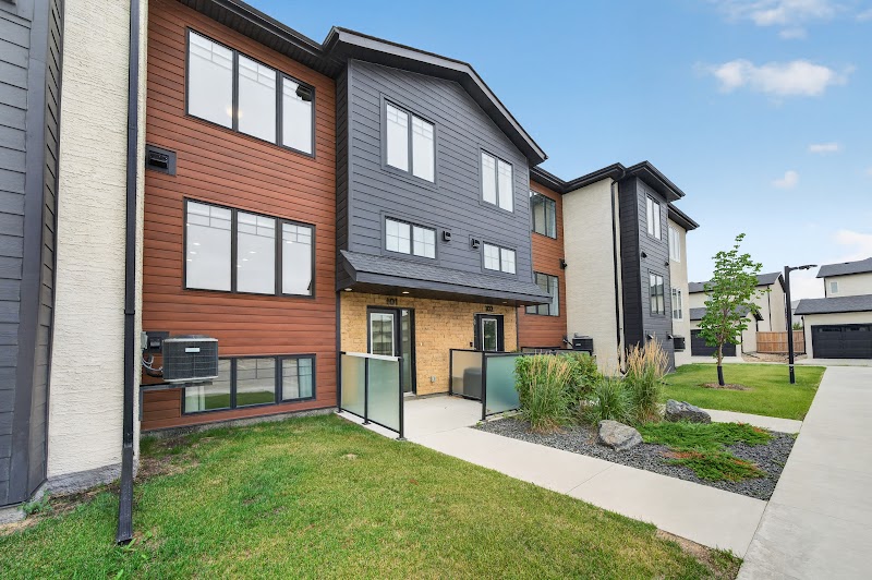 The rear elevation with the ground level patios