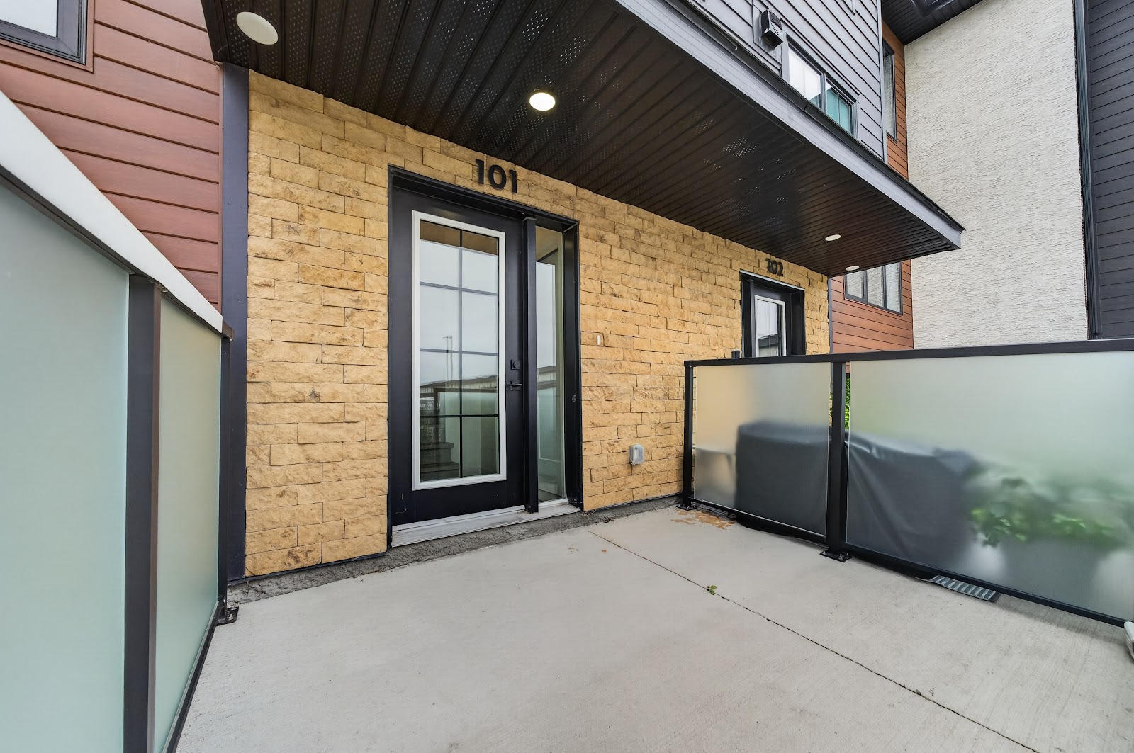The front patio, empty