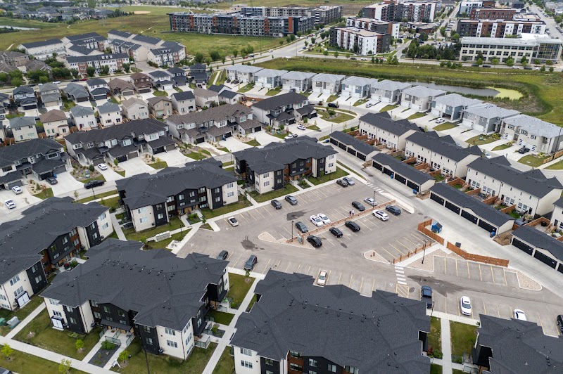 The rows of townhouses from above