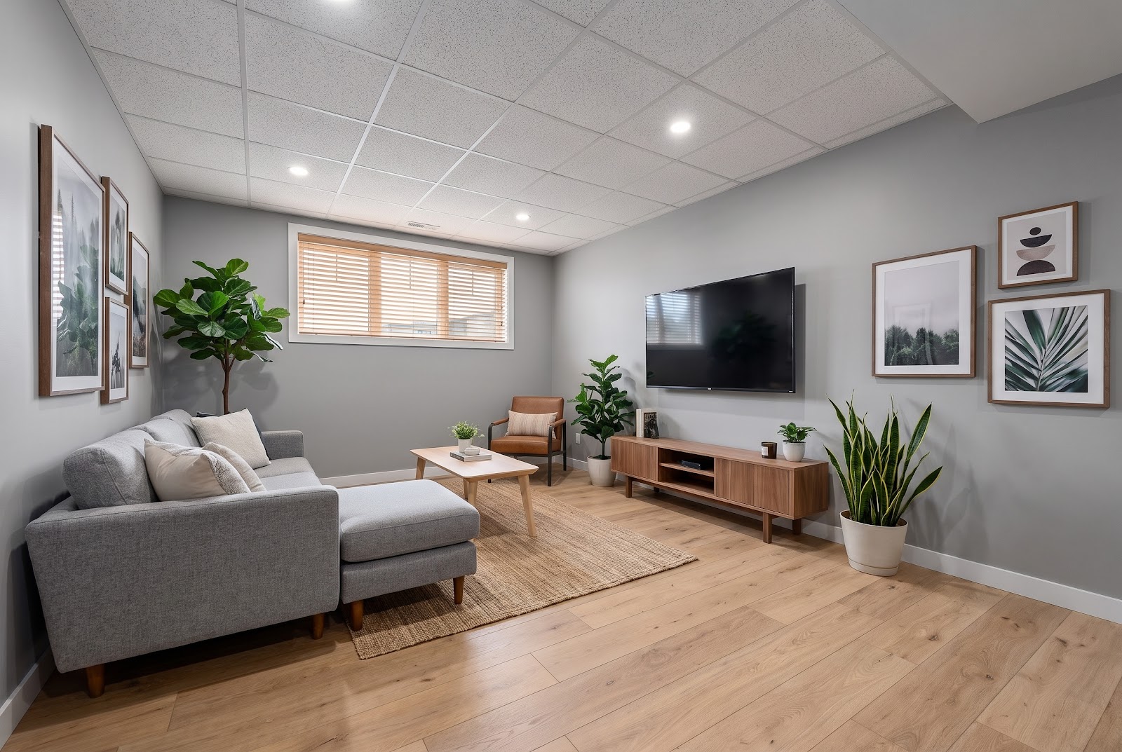 The lower level, as a finished rec room, concept