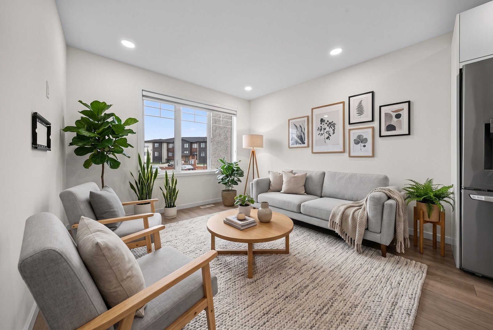 The living area, staged