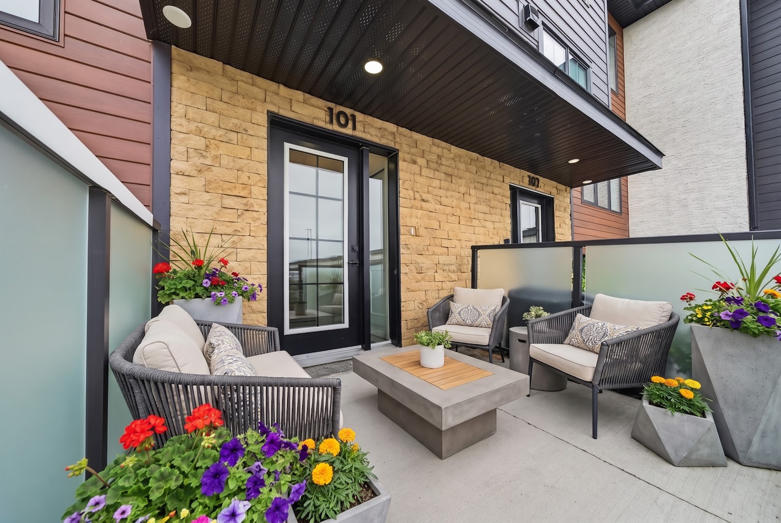 The front patio, staged
