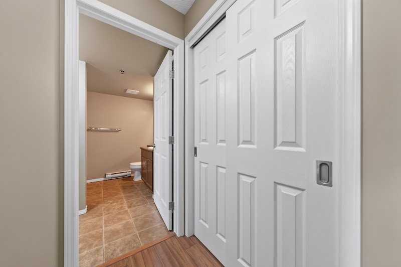 The entry hall and in-suite laundry
