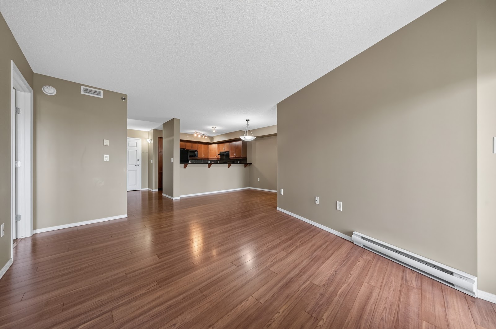 The living area, wide