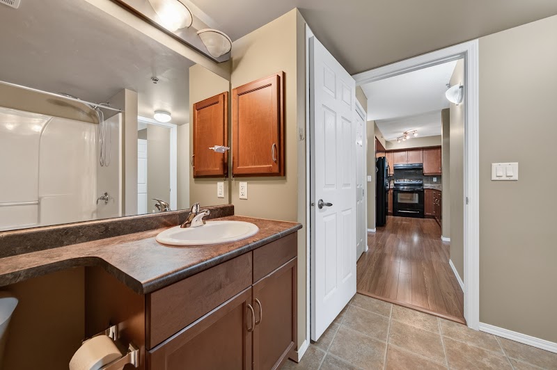 The bathroom vanity