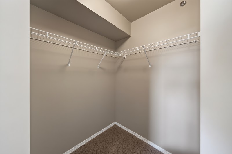 A carpeted bedroom