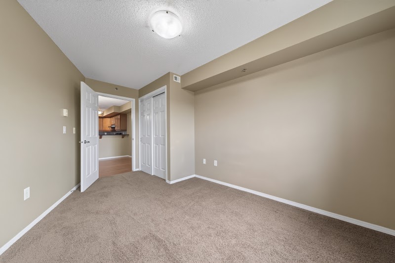 A carpeted bedroom