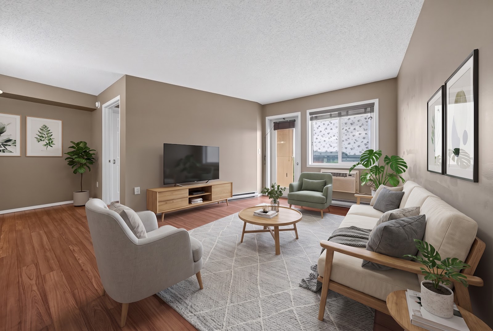 The living area, staged