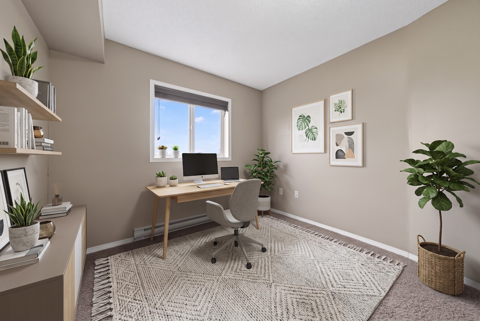 The second bedroom as an office, staged