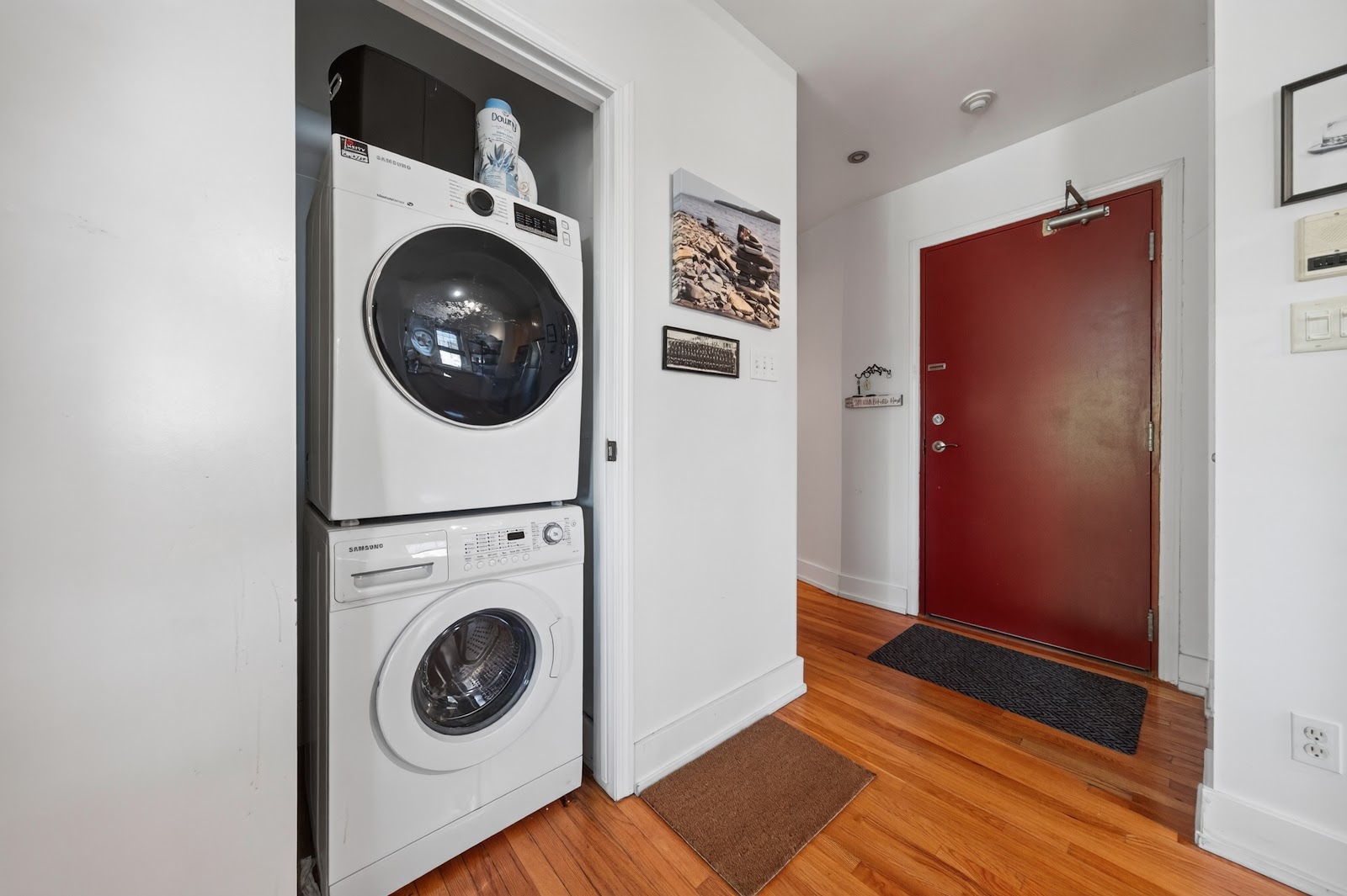 In-suite stacked laundry