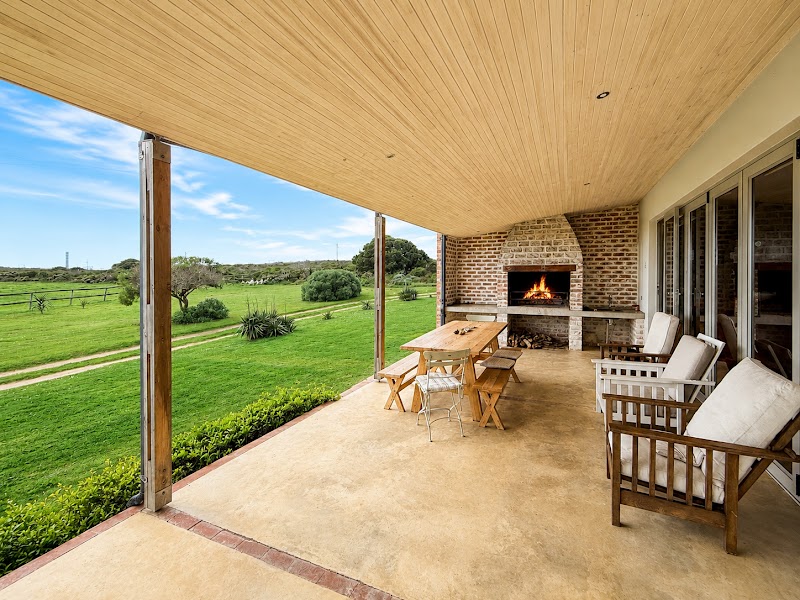 Verandah with fireplace