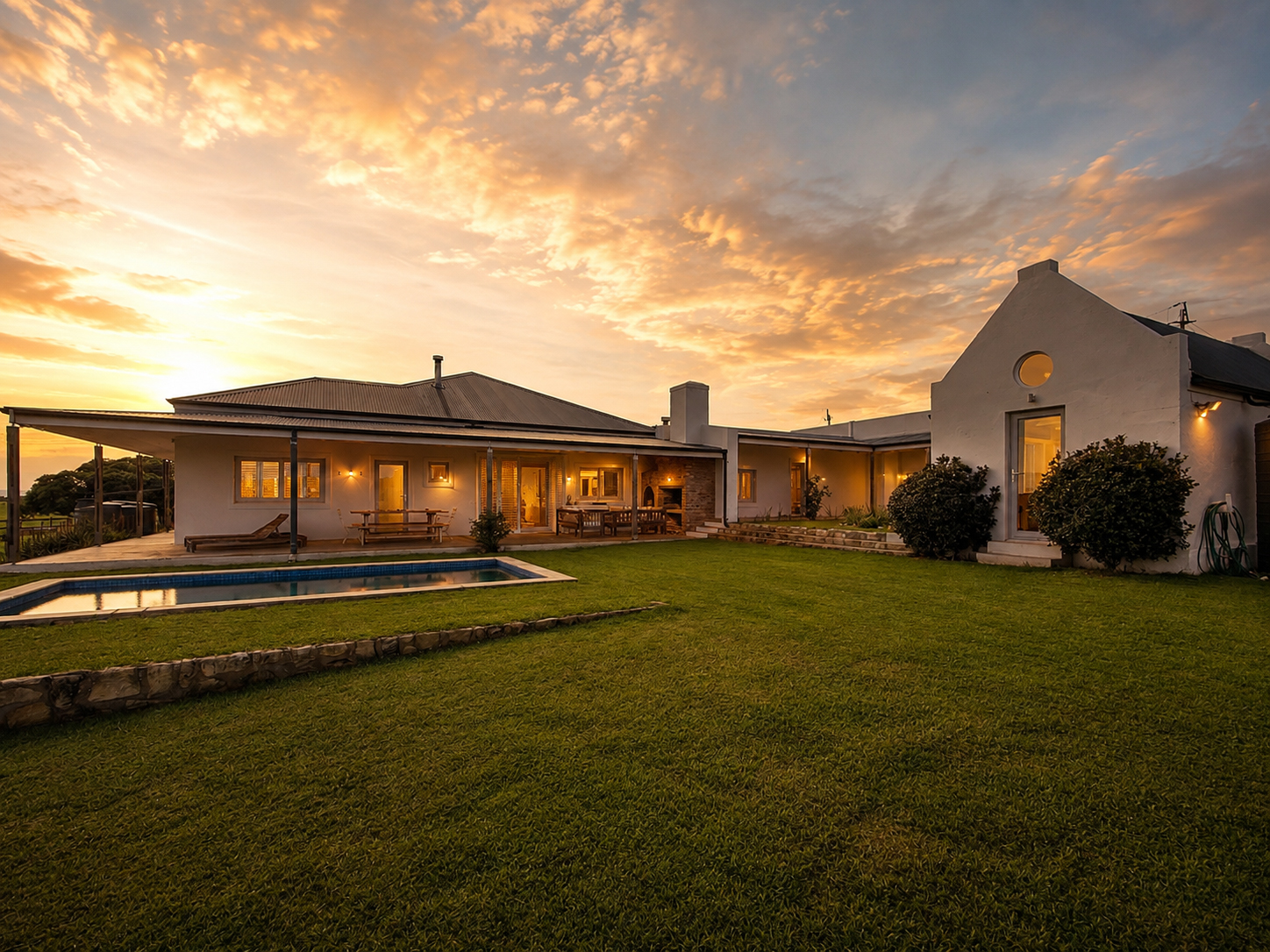 Inhoek Farm homestead at golden hour